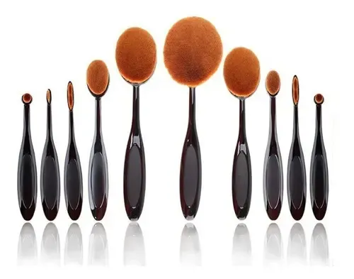 Set 10 Brochas Ovalo Para Maquillaje Sombras Contorno M3065