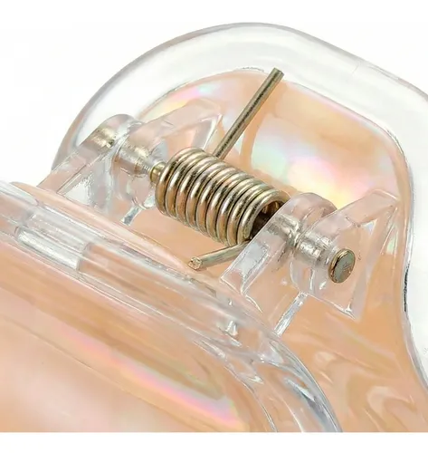 Broche De Pelo Tornasolado Beige 3 Dientes 5cm Pack X 12 Und