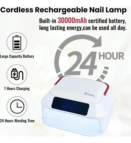 Lámpara De Uñas Inalámbrica Kicylicy 218w Uv Led