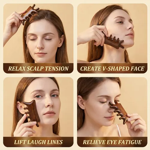 Set Masajeador Facial Gua Sha Y Peine 3 Unidades