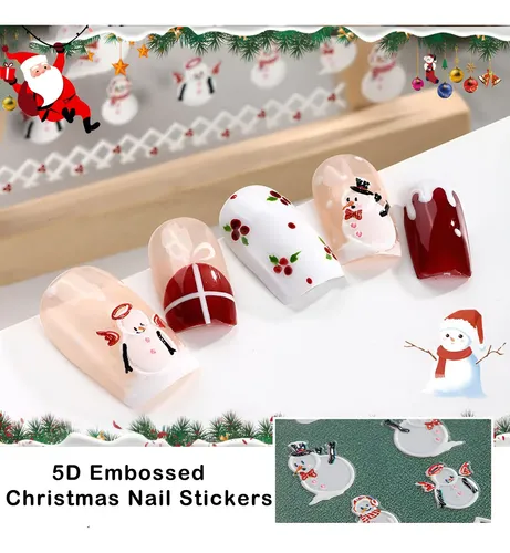 Pegatinas Navideñas Para Decoración De Uñas Grabadas En 5 Di