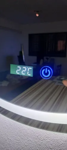 Espejo Led Redondo 80cm Reloj Hora Temperatura