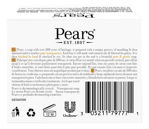 Jabón Pears, Jabón Facial Y Corporal, Ámbar – Trans…