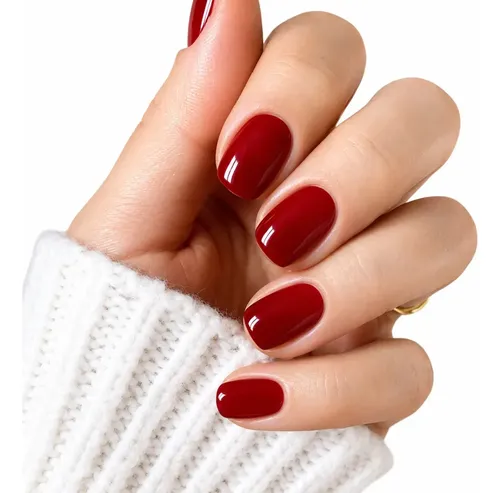 Uñas Press On Cortas Veluna Soft Gel Redondeadas – Bordó