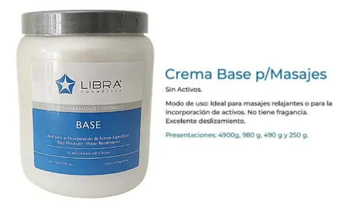 2 Crema Base Para Masajes 980gr. – Libra Cosmetica Fragancia Suave