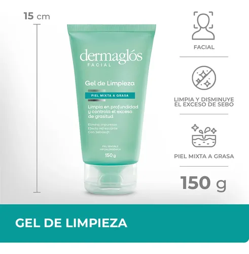 Dermaglós Facial Gel De Limpieza Purificante Pieles Mixtas A Grasas Controla Grasitud