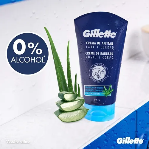 Crema De Afeitar Gillette Cara Y Cuerpo Con Aloe Vera 150 Ml