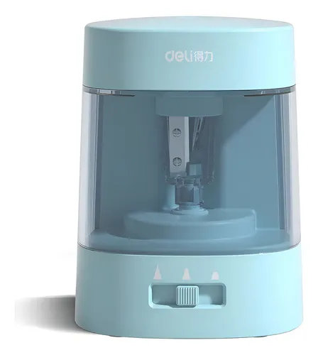 Sacapuntas Eléctrico Deli Carga a Pila Colores Color Celeste