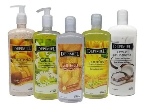 Kit Pre Post Depilacion Depimiel Crema Oleo Locion Leche X5u
