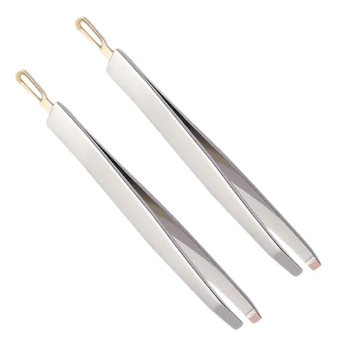 Set De 2 Pinzas De Acero Inoxidable Para Cejas