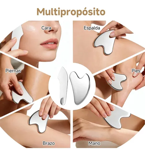 Herramienta De Masaje 2piezas Gua Sha Acero Inoxidable ,
