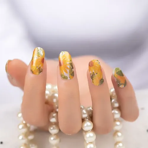 Pegatinas De Uñas Con Forma De Girasol, Película De Esmalte
