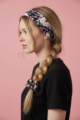 Pack Scrunchie y Vincha de Tela de Flores para Mujer