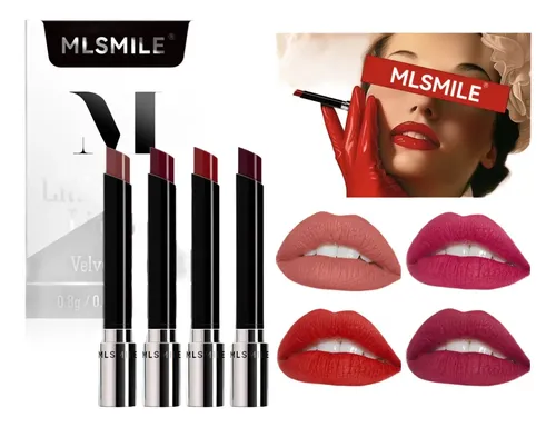 Set 4 Labiames Little Smoke Lipstick Velvet Matte – Mlsmile Color 4 Tonos