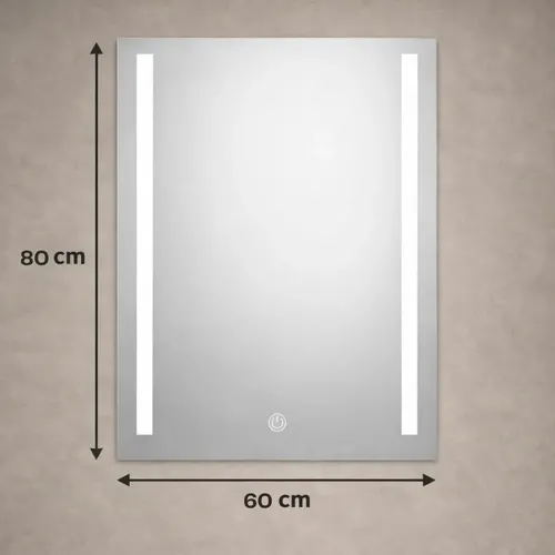 Espejo Led Táctil Vertical 60×80 Luz Fría Dimerizable Touch
