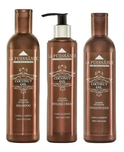 Kit Coconut Oil Shampoo+acondicionador+crema Peinar La Puiss