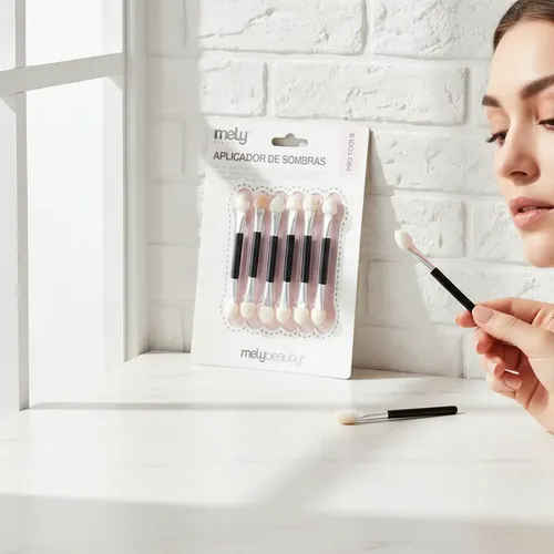 6 Aplicador De Sombras Y Uñas Para Ojos Doble Puntas Negro