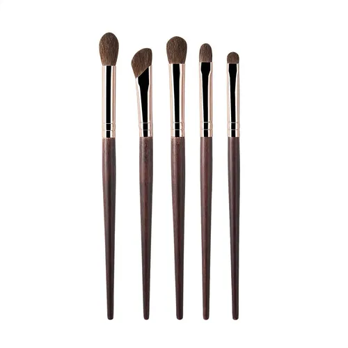 Set De Brochas De Maquillaje De 5 Piezas Con Cerdas Suaves Wooden Handle Horse Hair 5-piece Set
