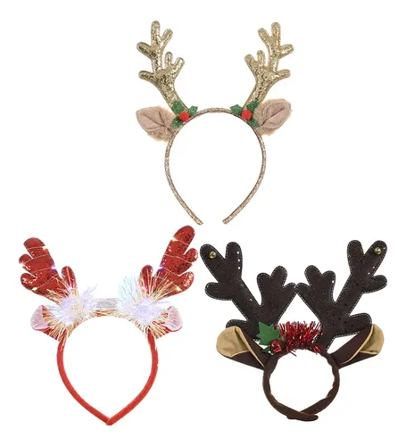 3 Unidades De Preciosa Diadema Navideña Con Pelo De &qa