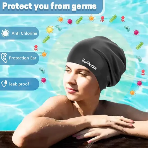 Paquete De 3 Gorras De Baño Silicona Bailiyake Extra Grande