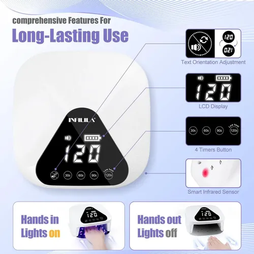 Lámpara Uv Led Inalámbrica Para Uñas Nxj Infilila 54w