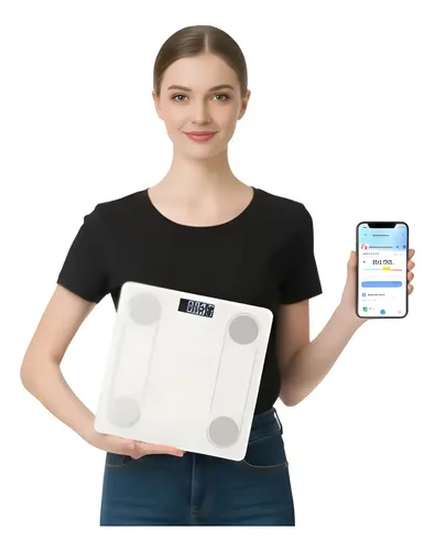 Balanza Inteligente Personal Digital Bluetooth 180kg Color Blanco