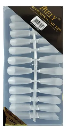 Uñas Postizas Mely Lht3-6111 Coffin Largas Matte 240 Unidade Color Cristal