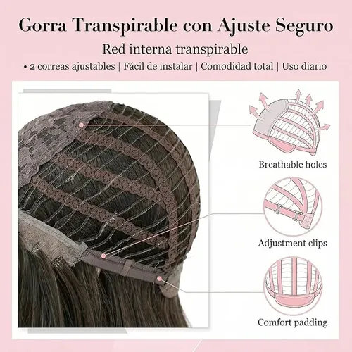 Peluca Negra Versátil Con Ondas Suaves Para Uso Diario Stylish Black M