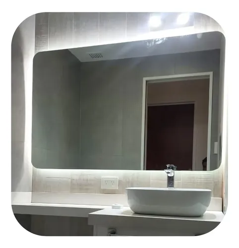 Espejo Baño Decorativo Rectangular Moderno Luz Led 50×60 Cm