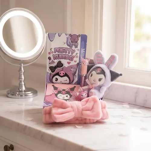 Kit De Maquillaje Kuromi Sombras Peluche Vincha Lipgloss