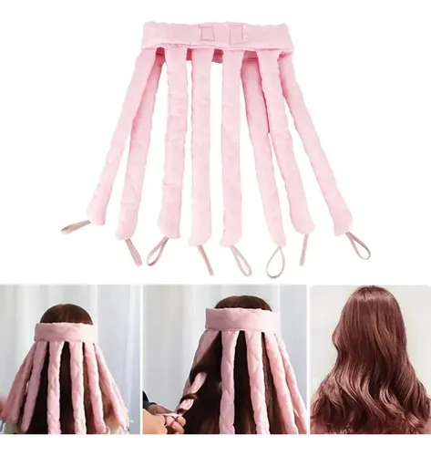 Rulos De Cabello Sin Calor Octopus Diadema Rosa