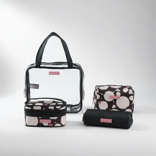 Set X4 Neceser Oreiro Love Transparente Pvc Viaje Maquillaje