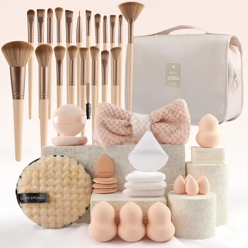 Set De 41 Piezas – Bolsa De Maquillaje Y Aseo En Color Beige