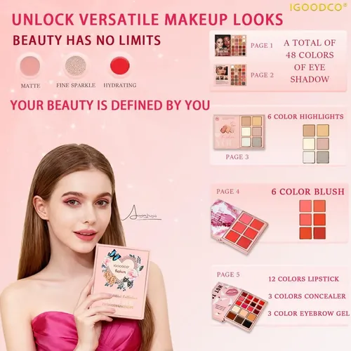 (ig3057) Set De Maquillaje Libro De Sombras Multicolor Con