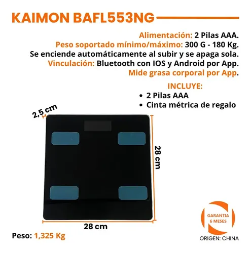 Balanza Personal De Baño Inteligente 180kg Bluetooth Kaimon