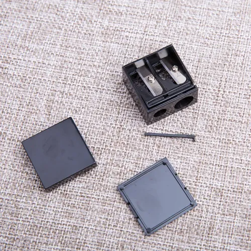 6pcs Black Double Hole Brow Pencil And Makeup Sharpener