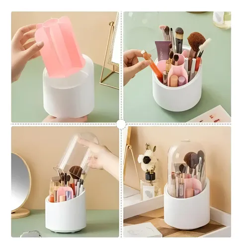 Organizador Giratorio 360 Unagenia Soporte Brochas Maquillaje Rosa Claro