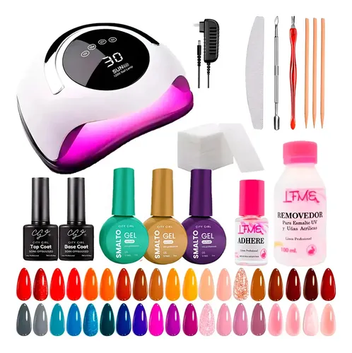 Kit Inicial X16u Cabina Led Uv 120w Gel Uñas Semipermanentes