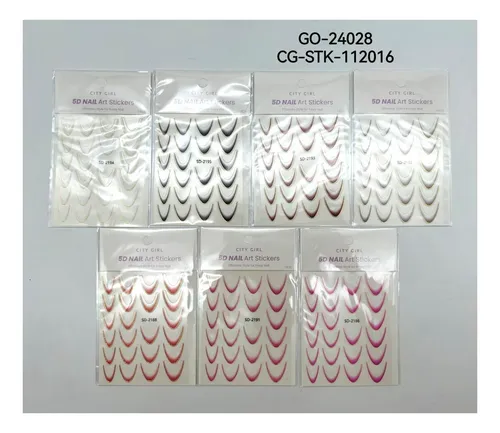 X2 Stickers Uñas 5d Degrade French Dorados Nail Art Diseño