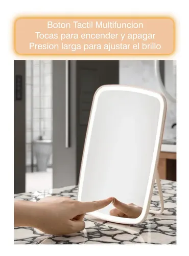 Espejo Led Portátil Recargable 3 Tonos De Luz Maquillaje