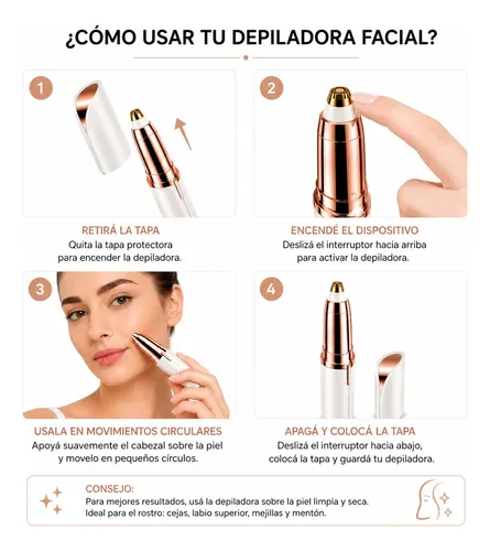 Depilador Facial 2 En 1 Recargable Cejas Y Vello Usb