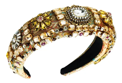 Diadema Bohemia Con Diamantes De Imitación, Aro Marrón