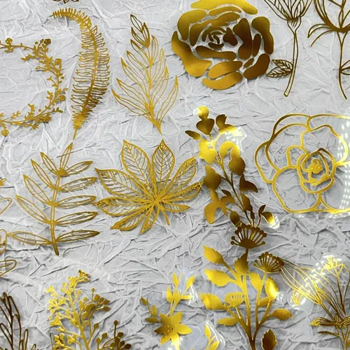 Paquete De 50 Pegatinas De Hojas Y Flores Con Láminas