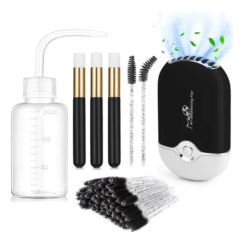 Kit Limpieza De Pestañas Botella Ventilado 3 Brocha Limpieza