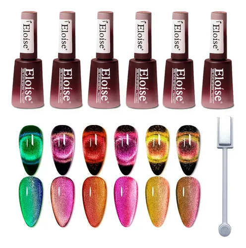 Esmalte Gel Semipermanente Ojo De Gato Magnético 10ml Kit X6