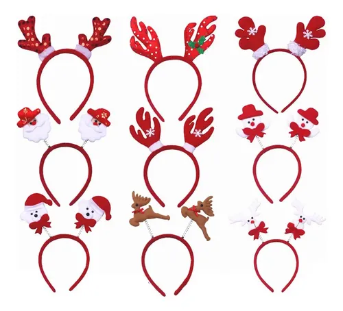 12 Diademas Navideñas Para El Pelo, Accesorios Para Fotomató