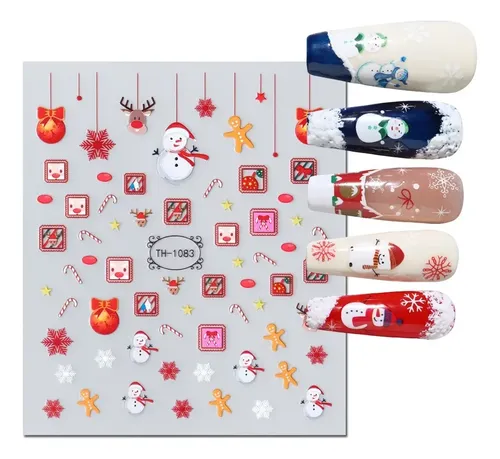 Pegatinas Adhesivas For Uñas Con Diseño De Copos De Nieve V