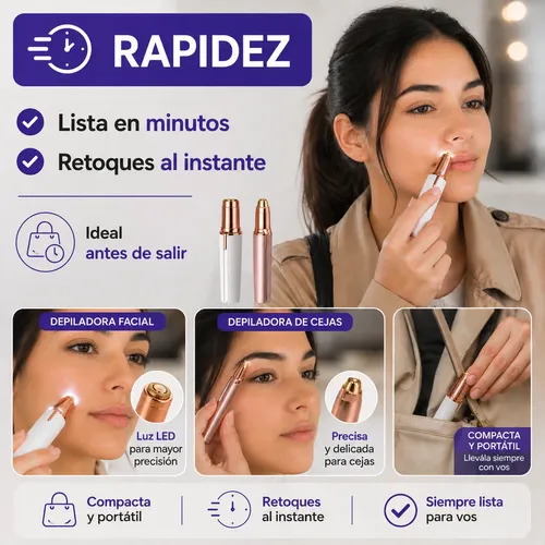 Kit Depiladora Electrica Facial Mujer Cejas Bozo Portátil