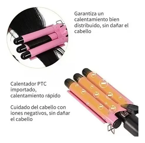 . 22mm Waflera Cabello Tenazas 3 Rizadora De Pelo W.g