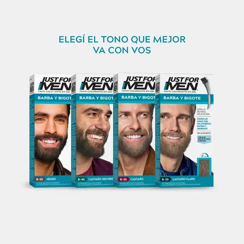 Pack Tintura En Gel Just For Men Barba Y Bigote 6 Unidades